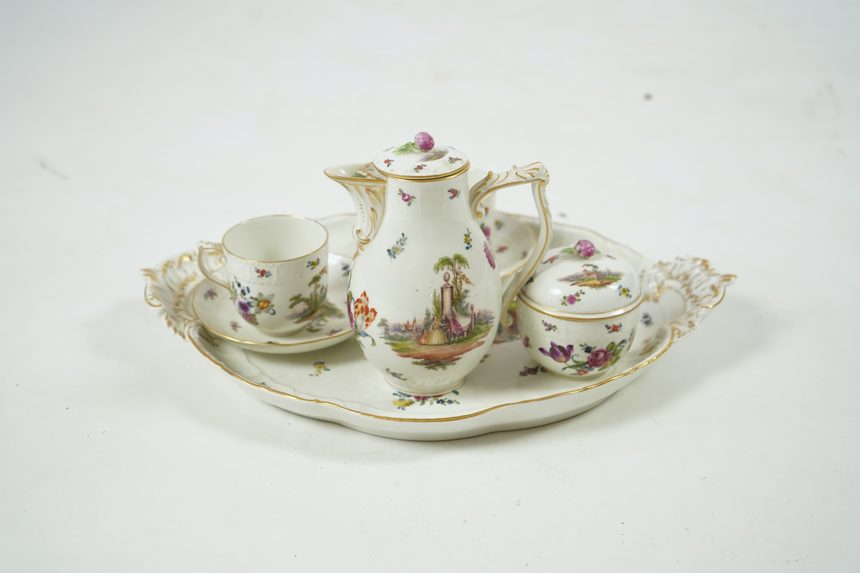 A late 19th century KPM Berlin porcelain tête-à-tête
